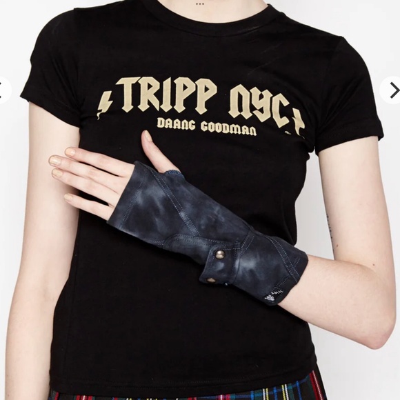 TRIPP NYC OSFM NWTs Arm Warmers w/ Small Pocket Denim Blue Indigo Unisex Gloves - Picture 6 of 8